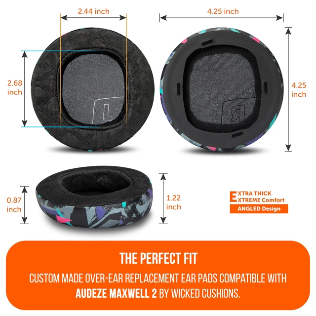 Alt view image 5 of 7 - Mod Kit Maxwell 2 - Earpads, Headband & Side Plates for Audeze Maxwell 2 Made by Wicked Cushions Extra Wide Silicone Headband, Magnetic Plates & Gel Earpads For Maxwell 2 & 2ANC 90's Black