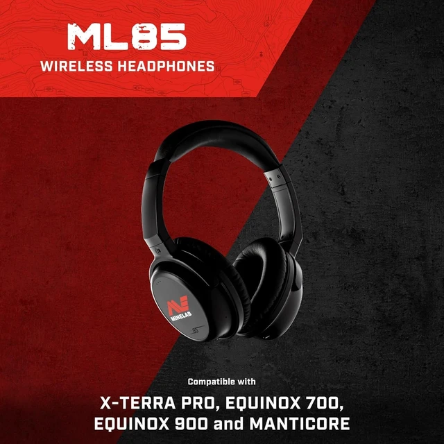 Alt view image 2 of 6 - ML85 Wireless Low Latency Headphones for Equinox, X-Terra & MANTICORE Metal Detectors (Charging Cable, Hard Shell Case, Mesh Bag Included)