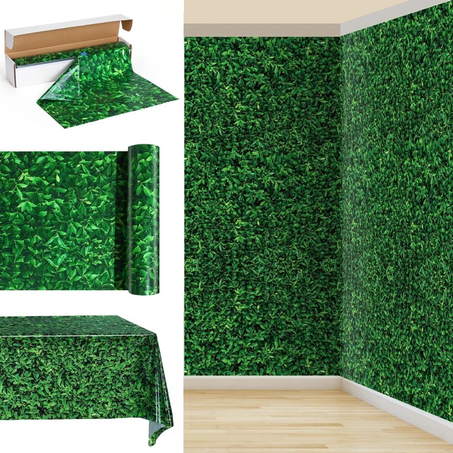Main image of 1 Roll 100x4.5 Ft Green Leaves Photography Backdrop Grass Tablecloth Waterproof 3D Leaf Backdrop for Photo Booth, Green Leaves Plastic Tablecloths, Reusable Party Decor for Baby Shower Birthday