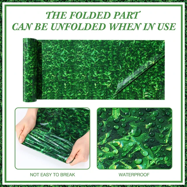 Alt view image 3 of 6 - 1 Roll 100x4.5 Ft Green Leaves Photography Backdrop Grass Tablecloth Waterproof 3D Leaf Backdrop for Photo Booth, Green Leaves Plastic Tablecloths, Reusable Party Decor for Baby Shower Birthday