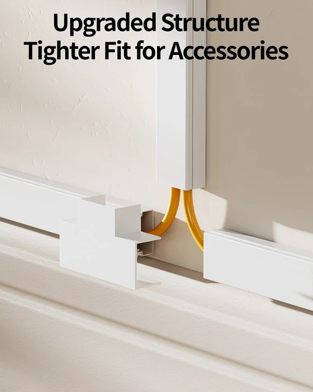 Alt view image 6 of 7 - 157.5in Cord Hider for 3-4 Wires on Wall, W1.18in H0.67in, White TV Cord Covers, Large TV Cable Hider, Paintable Cable Raceway, 10pcs x L15.75in