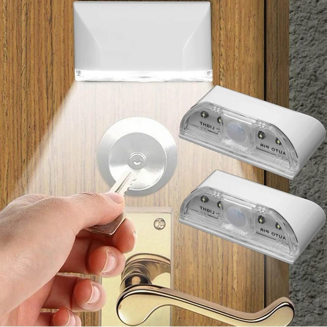 Main image of Keyhole Light Lamp Battery Operated PIR Infrared IR Wireless Auto Sensor Motion Detector Door Keyhole with 4 LED Bulbs Light Lamp Tap Lights LED Night Light for Key Hole/Door Lock (2pack White)