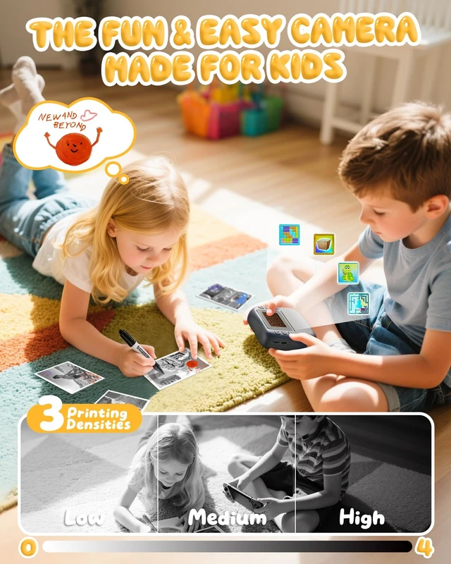 Alt view image 4 of 7 - Kids Camera Instant Print, 1080P Camera with 32GB Card, Blue Includes 3 Print Paper, 2.0" Screen Digital Camera, 10X Zoom, Birthday for Boys & Girls Ages 3-12