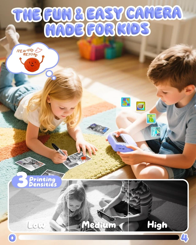 Alt view image 4 of 7 - Kids Camera Instant Print, 1080P Camera with 32GB Card, Blue Includes 3 Print Paper, 2.0" Screen Digital Camera, 10X Zoom, Birthday for Boys & Girls Ages 3-12