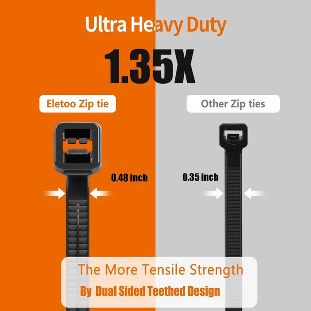 Alt view image 4 of 7 - 24 Inch Zip Ties Heavy Duty 120 Pack Black Long Cable Ties 500 LBS Extra Strong, UV Resistant Cable Ties, Weatherproof, Self-Locking for Indoor and Outdoor