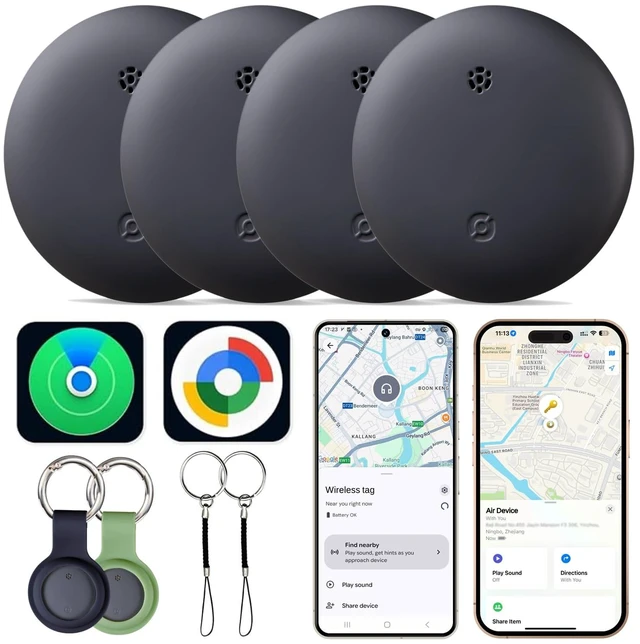 Main image of 2026 Android Tracker Tags-4 Pack for Android & iOS, Dual-System Works with Apple Find My or Google Find Hub, Bluetooth Item Finder for Keys, Luggage, Backpacks and Wallets, IP66 Waterproof