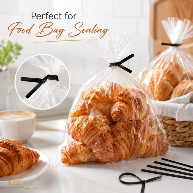Alt view image 3 of 7 - 400 Pcs Twist Ties for Bags 5" Cable Ties Bag Twist Ties for Cord Twist Bread Ties Reusable Black Plastic Coated Ties Heavy Duty Bread Ties Twist Wire Ties for Household and Office Use (Pack of 3)