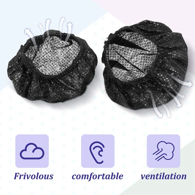 Alt view image 5 of 7 - 200 Pcs Disposable Headphone Ear Covers, S, 6.5 Cm/ 2.6 Inch, Black Non-woven Sanitary Pads for On-ear Headphones, Hygiene Shield for Shared Gear, Sweat-proof, Fits Most Over-ear Headsets