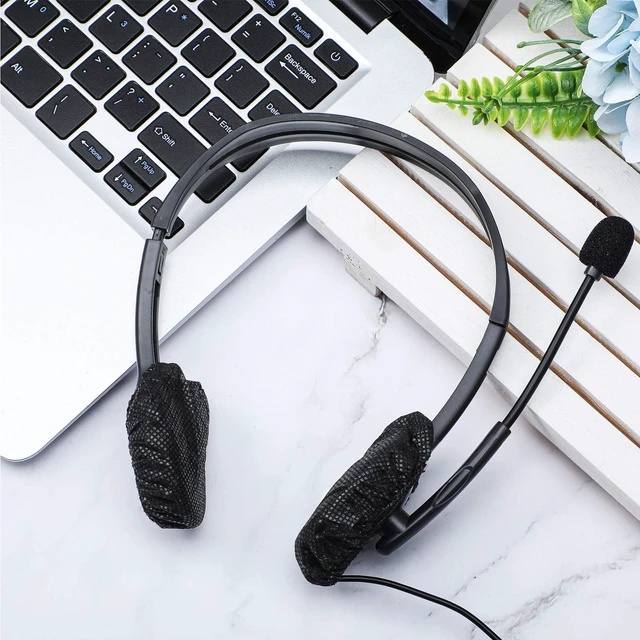 Alt view image 6 of 7 - 200 Pcs Disposable Headphone Ear Covers, S, 6.5 Cm/ 2.6 Inch, Black Non-woven Sanitary Pads for On-ear Headphones, Hygiene Shield for Shared Gear, Sweat-proof, Fits Most Over-ear Headsets