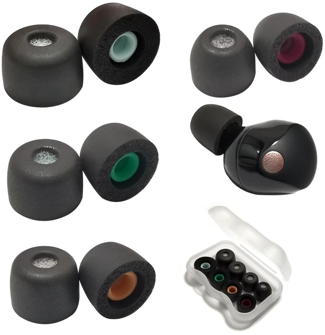 Main image of Memory Foam Ear Tips for Sony WF-1000XM5 Replacement Earbuds Tips 4 Pairs L/M/S/XS Foam Earbuds Tips for WF-1000XM5, WF-1000XM4, Filter Screen Fit in Case, Black
