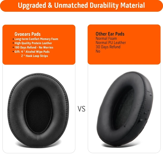 Alt view image 5 of 7 - Replacement for Sony MDR 7506 Earpads Cushions for MDR-V6/ V7, MDR-CD900ST Over Ear Headphone Pads with Soft Protein Leather Noise Isolation Foam (Black)