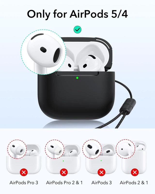 Alt view image 2 of 7 - for AirPods 5/4 Gen Case, Compatible with MagSafe, Pulse Series, Black Compatible With AirPods 5/4 (USB-C), Magnetic Lid, Full Drop Protection, Lanyard, Clear LED Indicator