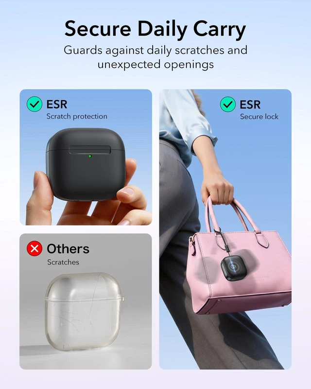 Alt view image 6 of 7 - for AirPods 5/4 Gen Case, Compatible with MagSafe, Pulse Series, Black Compatible With AirPods 5/4 (USB-C), Magnetic Lid, Full Drop Protection, Lanyard, Clear LED Indicator