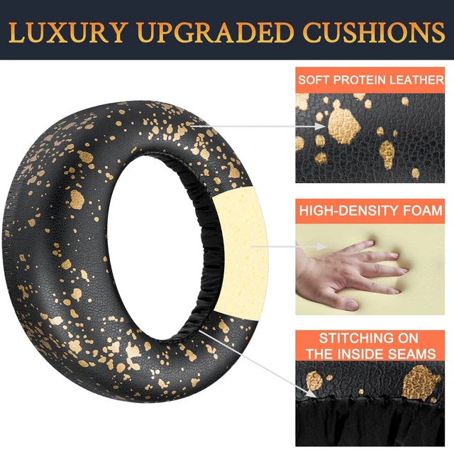 Alt view image 4 of 5 - Earpads Cushions Replacement for Sony PlayStation 5 Pulse PS5 3D Wireless Headset, Ear Pads Cushions with Soft Protein Leather, Noise Isolation Foam - Black Gold