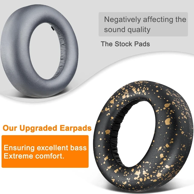 Alt view image 5 of 5 - Earpads Cushions Replacement for Sony PlayStation 5 Pulse PS5 3D Wireless Headset, Ear Pads Cushions with Soft Protein Leather, Noise Isolation Foam - Black Gold