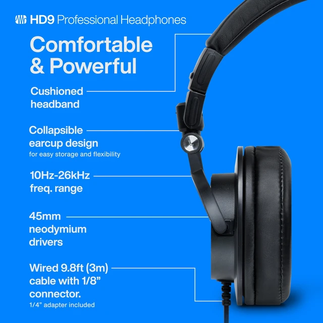 Alt view image 6 of 7 - HD9 Professional Monitoring Headphones High-Power Handling, Closed-Back, Circumaural Acoustic Design Studio Recording Headphones for Professional Mixing and Monitoring