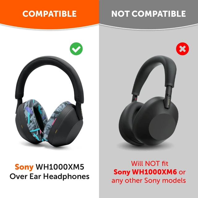 Alt view image 2 of 7 - PadZ XM5 - Premium Replacement Earpads Compatible with Sony WH-1000XM5 Made by Wicked Cushions Soft PU Leather, Extra Thick, Noise-Isolating Memory Foam 90s Black