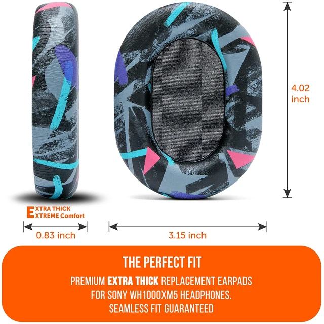 Alt view image 5 of 7 - PadZ XM5 - Premium Replacement Earpads Compatible with Sony WH-1000XM5 Made by Wicked Cushions Soft PU Leather, Extra Thick, Noise-Isolating Memory Foam 90s Black