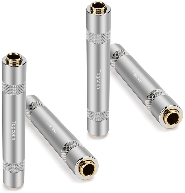Main image of 1/4 Inch TRS/TS Female to Female Gold-Plated Coupler (4 Pack), 1/4" TRS Stereo and TS Mono Jack Adapter Joiner, 6.35mm Extension Gender Changer Converter Connectors for Amplifier Speaker Guitar Sound