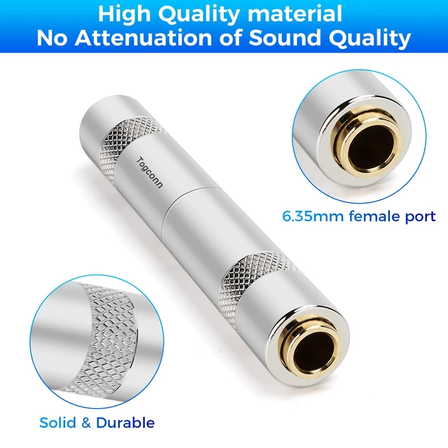Alt view image 3 of 5 - 1/4 Inch TRS/TS Female to Female Gold-Plated Coupler (4 Pack), 1/4" TRS Stereo and TS Mono Jack Adapter Joiner, 6.35mm Extension Gender Changer Converter Connectors for Amplifier Speaker Guitar Sound