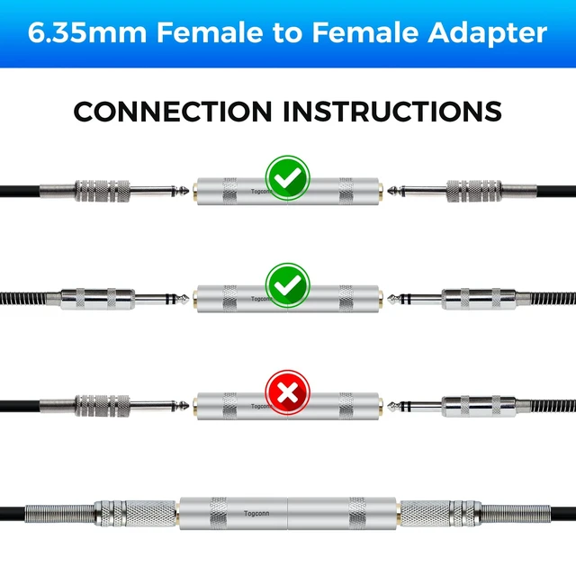 Alt view image 4 of 5 - 1/4 Inch TRS/TS Female to Female Gold-Plated Coupler (4 Pack), 1/4" TRS Stereo and TS Mono Jack Adapter Joiner, 6.35mm Extension Gender Changer Converter Connectors for Amplifier Speaker Guitar Sound