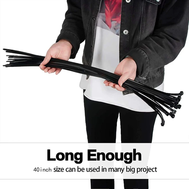 Alt view image 4 of 7 - 40 Inch Extra Large Zip Ties With 200 Pounds Tensile Strength Long Cable Ties Big Heavy Duty Outdoor Plastic Ties Black (19 Pack)