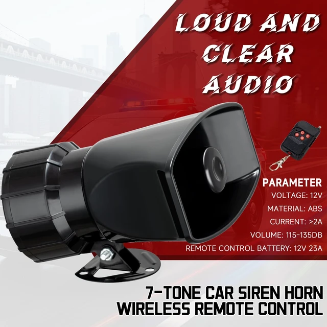 Alt view image 5 of 7 - Police Siren for Car Truck Pa Speaker 12V Alarm Horn Pa System 130dB Wireless Remote Control, 7 Sound Modes for All Scenarios, 130dB, Waterproof Design, Suitable for Any 12V Vehicle