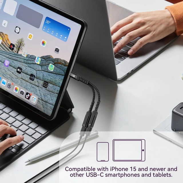 Alt view image 7 of 7 - Wired Sleep Earbuds & USB-C Audio & Charging Adapter Low Profile Headphones for Side Sleepers with Type C Splitter, Listen & Charge at the Same Time for Sleeping, Working, Travel