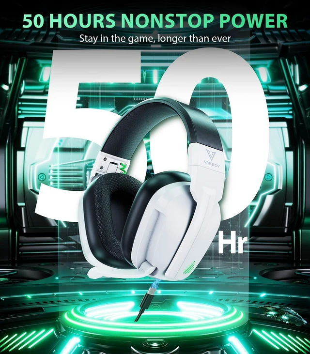 Alt view image 3 of 7 - Wireless Gaming Headset for PS5,PS4,PC,Switch, 2.4GHz USB & BT 5.4 Noise Canceling Mic, Lossless Audio-50H Batt, Works with PS4, Mac & Mobile, Ideal for Fortnite & Call of Duty, White