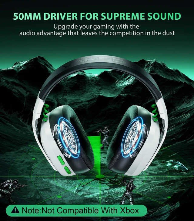Alt view image 4 of 7 - Wireless Gaming Headset for PS5,PS4,PC,Switch, 2.4GHz USB & BT 5.4 Noise Canceling Mic, Lossless Audio-50H Batt, Works with PS4, Mac & Mobile, Ideal for Fortnite & Call of Duty, White