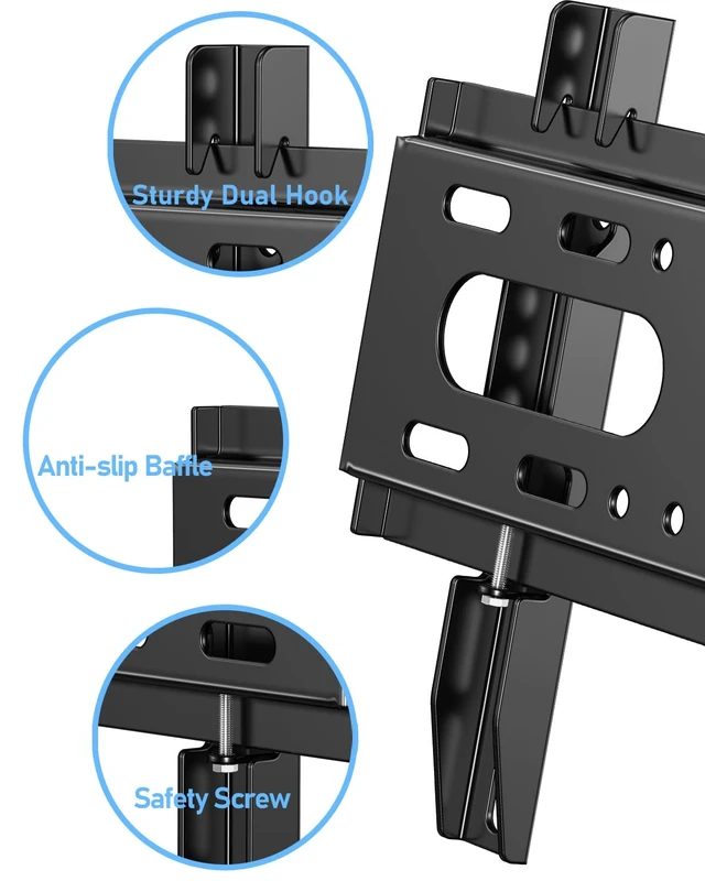 Alt view image 3 of 7 - TV Wall Mount Bracket Low Profile Fixed for 14-43 Inch Flat Screen TVs & Monitors Up to 55lbs, Universal TV Monitor Mount Fits 8" Wood Studs Max VESA 200x200mm (Pack of 2)
