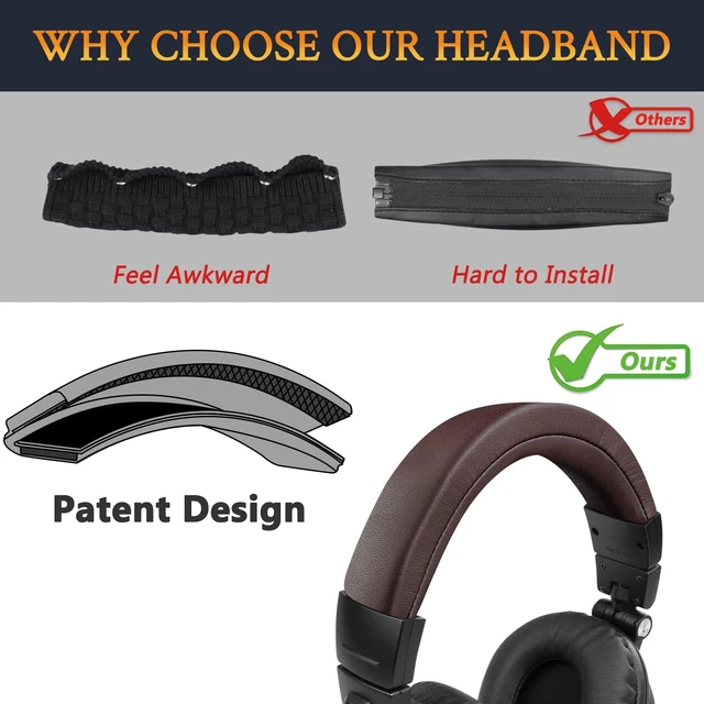 Alt view image 3 of 4 - Headband for Audio Technica ATH M50, M50X, M50XWH, M50XBT, M50XBT2, M50S/LE Headphones, Replacement Headstrap Pad Repair Part (Dark Coffee)