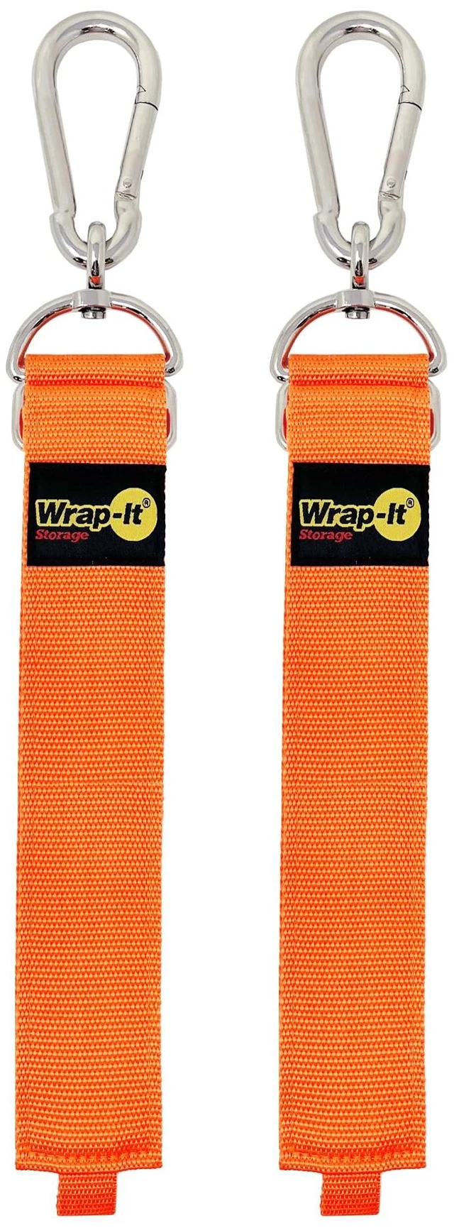 Main image of Hook 'n Hang Straps - 32" (2-Pack) Blaze Orange Carabiner Straps to Use as Extension Cord Holder Heavy Duty Straps with Hooks for Cord Storage or Garden Hose Strap