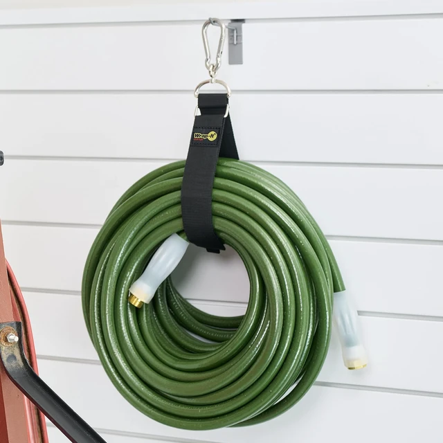Alt view image 3 of 6 - Hook 'n Hang Straps - 32" (2-Pack) Black Carabiner Straps to Use as Heavy Duty Extension Cord Organizer or RV Hose