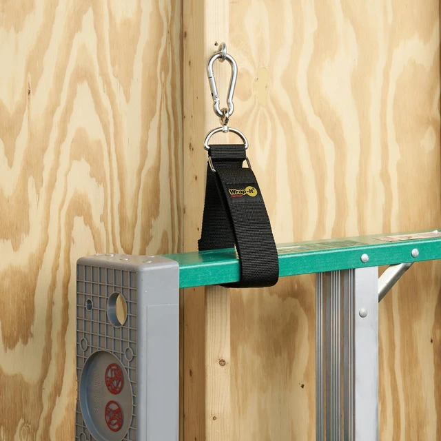 Alt view image 2 of 6 - Hook 'n Hang Straps - 32" (2-Pack) Black Carabiner Straps to Use as Heavy Duty Extension Cord Organizer or RV Hose