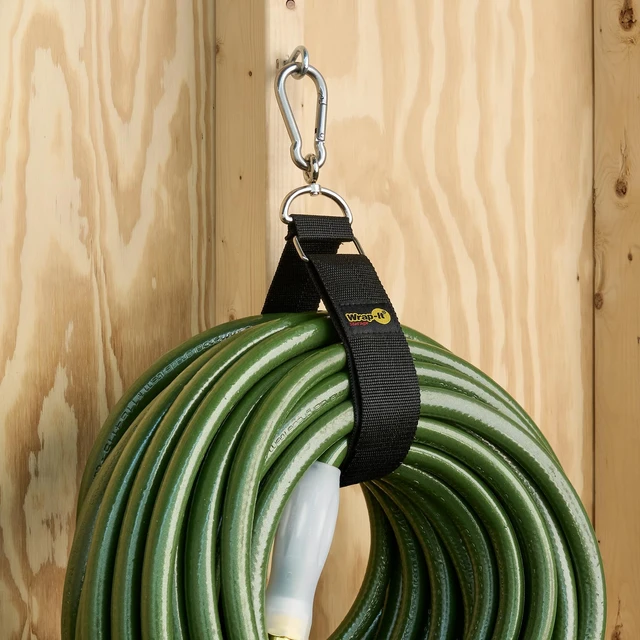 Alt view image 5 of 6 - Hook 'n Hang Straps - 32" (2-Pack) Black Carabiner Straps to Use as Heavy Duty Extension Cord Organizer or RV Hose