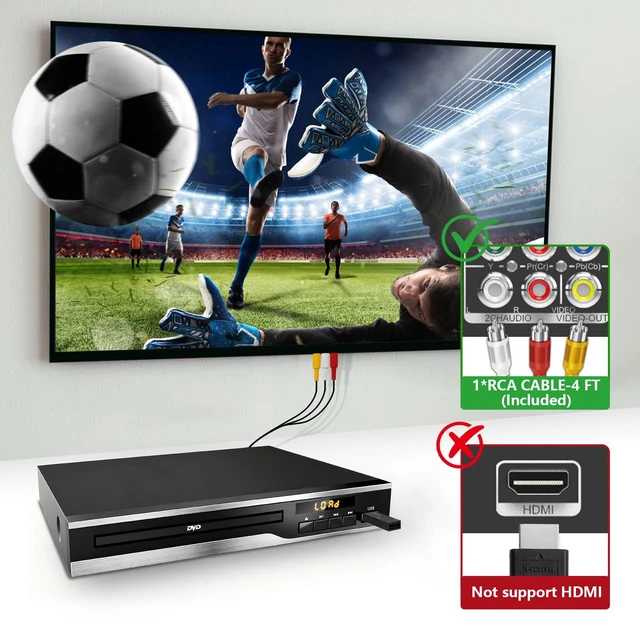 Alt view image 2 of 7 - DVD Player RCA/AV Connection, Region Free DVD Players for CD/DVD's Not Support HDMI. Compact DVD Player with NTSC/PAL System, AV/RCA Cable, USB Input, Remote Control