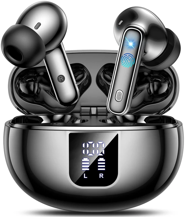 Main image of True Earbuds Wireless Bluetooth 5.4 with Active Noise Cancelling Earbuds Ear Buds Wireless Bluetooth Earbuds with Mic In-Ear Earphones Touch,LED Display,90H,IPX5,Android iOS for Running Gym Workout