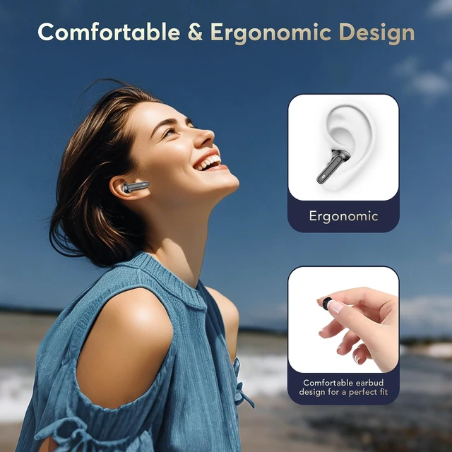 Alt view image 2 of 7 - True Earbuds Wireless Bluetooth 5.4 with Active Noise Cancelling Earbuds Ear Buds Wireless Bluetooth Earbuds with Mic In-Ear Earphones Touch,LED Display,90H,IPX5,Android iOS for Running Gym Workout