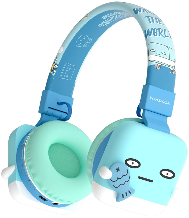 Main image of Kids Headphones for School, 85dB Safe Cute Animal Design, Foldable Over-Ear Soft with Mic, Bluetooth 5.4, 20H Playtime, Wireless/Wired/FM/TF for School Travel Camping, Boys Girls Toddlers Gift