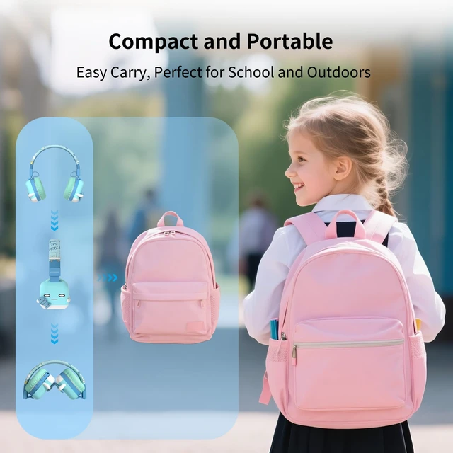 Alt view image 3 of 7 - Kids Headphones for School, 85dB Safe Cute Animal Design, Foldable Over-Ear Soft with Mic, Bluetooth 5.4, 20H Playtime, Wireless/Wired/FM/TF for School Travel Camping, Boys Girls Toddlers Gift