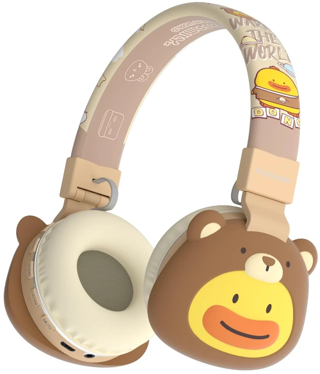 Main image of Kids Headphones for School, 85dB Safe Cute Animal Design, Foldable Over-Ear Soft with Mic, Bluetooth 5.4, 20H Playtime, Wireless/Wired/FM/TF for School Travel Camping, Boys Girls Toddlers Gift