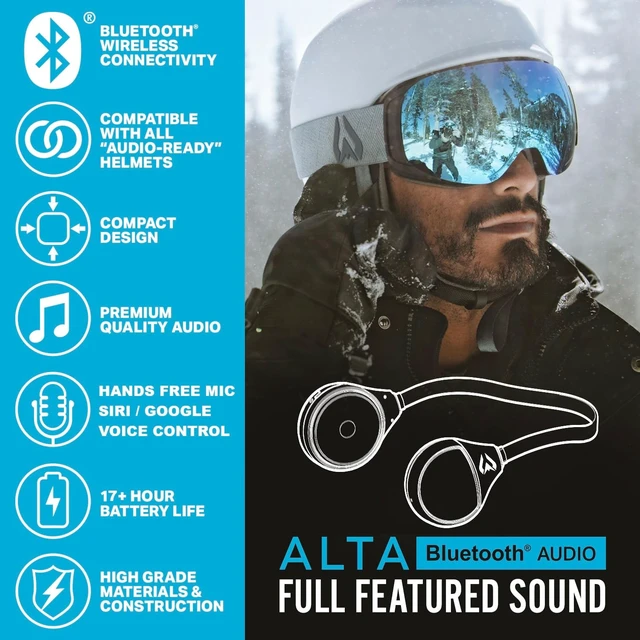 Alt view image 2 of 6 - Alta Wireless Bluetooth Ski Helmet Speakers - Snowboard Headphones HD Speakers Compatible Any Audio Ready Ski/Snowboard Helmet Earphones. Microphone for Hands-Free Calls