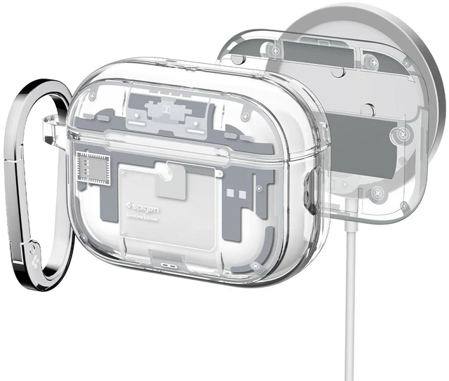 Main image of Ultra Hybrid MagFit Case Designed for AirPods Pro 3 Case (2025) MagSafe Charging Compatible, Magnets Embedded, DDP Printing with Included Carabiner - Zero One White