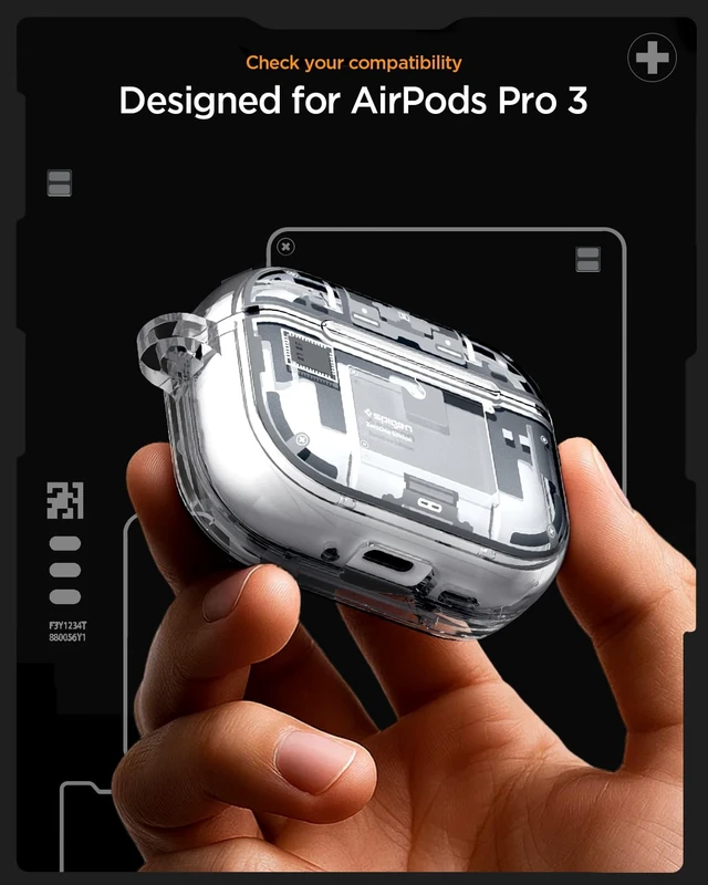 Alt view image 2 of 7 - Ultra Hybrid MagFit Case Designed for AirPods Pro 3 Case (2025) MagSafe Charging Compatible, Magnets Embedded, DDP Printing with Included Carabiner - Zero One White