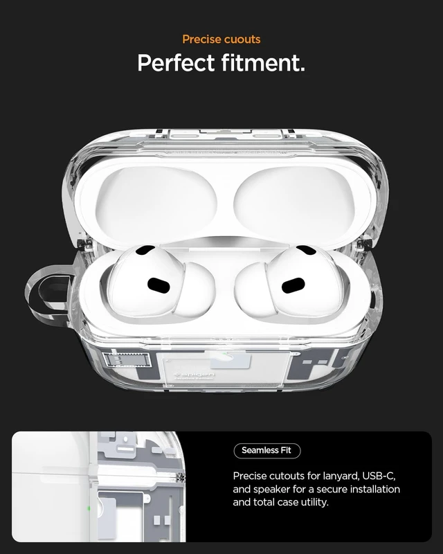 Alt view image 5 of 7 - Ultra Hybrid MagFit Case Designed for AirPods Pro 3 Case (2025) MagSafe Charging Compatible, Magnets Embedded, DDP Printing with Included Carabiner - Zero One White