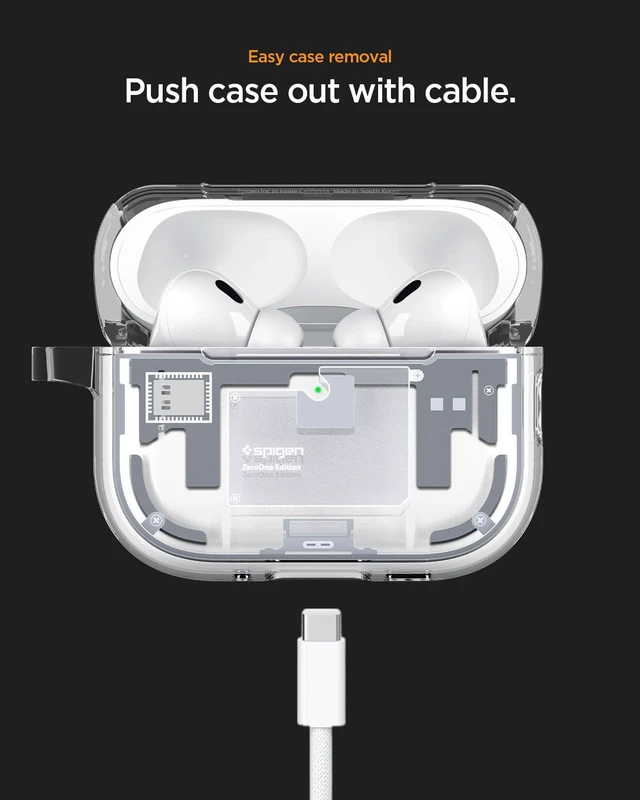 Alt view image 7 of 7 - Ultra Hybrid MagFit Case Designed for AirPods Pro 3 Case (2025) MagSafe Charging Compatible, Magnets Embedded, DDP Printing with Included Carabiner - Zero One White