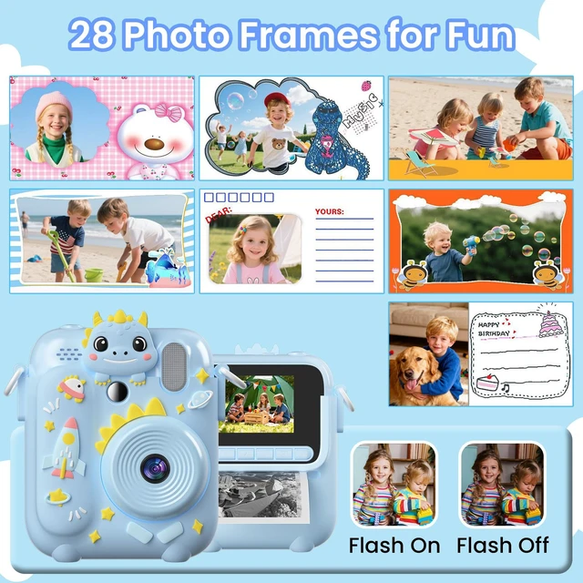 Alt view image 6 of 7 - Kids Camera Instant Print, 3 4 5 6 7 8 9 10 11 Year Old Boy Birthday Gift 1080P HD Video Digital Instant Camera for Kids with Silicone Cover & 5 Rolls of Printer Paper (Blue)