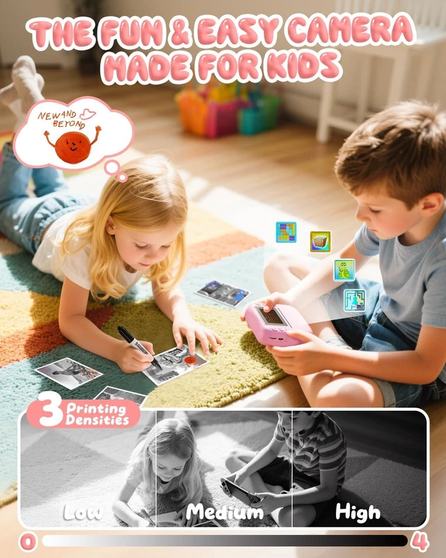 Alt view image 4 of 7 - Kids Camera Instant Print, 1080P Camera with 32GB Card, Blue Includes 3 Print Paper, 2.0" Screen Digital Camera, 10X Zoom, Birthday for Boys & Girls Ages 3-12