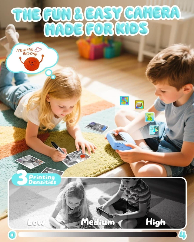 Alt view image 5 of 7 - Kids Camera Instant Print, 1080P Camera with 32GB Card, Blue Includes 3 Print Paper, 2.0" Screen Digital Camera, 10X Zoom, Birthday for Boys & Girls Ages 3-12